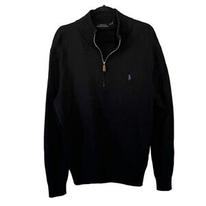Polo Ralph Lauren Men’s Pullover Sweater XL 100% Cotton Quarter Zip Navy Pony